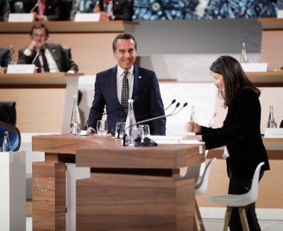 Am 12. Dezember 2017 fand Klimagipfel in Paris statt. Im Bild Bundeskanzler Christian Kern (l.).